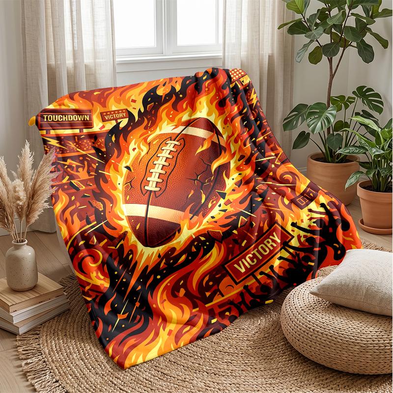 Football Fire Energy Theme blanket Lightweight Warm Flannel Blanket Decorative Throw Blanket for Home Decoration