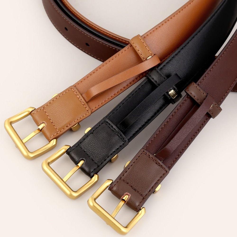 Solid Color Women Belt Adjustable Waistband Belt Simple Leather Belt  Jeans