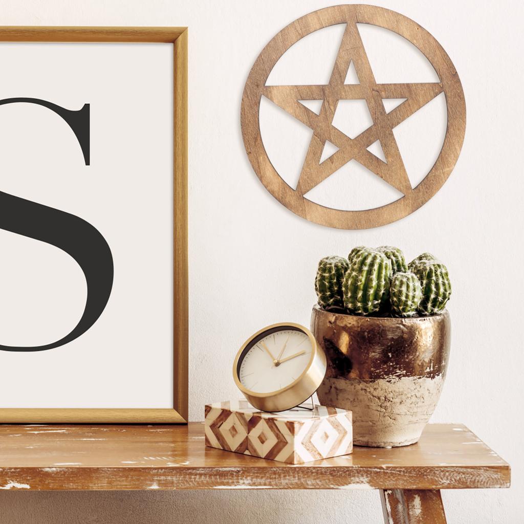 Пентаграмма Украшение Дерево Орнамент Посох Винтаж Ритуальные Знаки Плитка Алтарь Украшения Мода