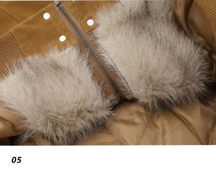 Мужская новая американская ретро стеганая кожаная мотоциклетная куртка с меховым воротником и хлопковой подкладкой - Утепленная для тепла