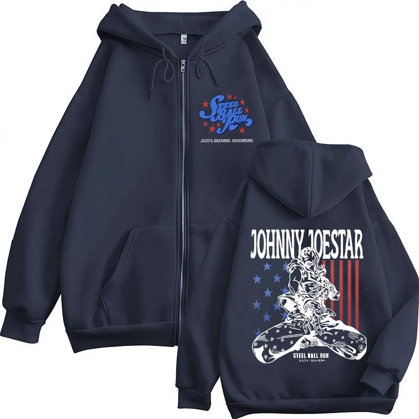 Anime JoJo Bizarre Adventure STEEL BALL RUN Johnny Joestar Zipper Hoodies Men Women Clothing Zip Up Sweatshirt Jacket Streetwear