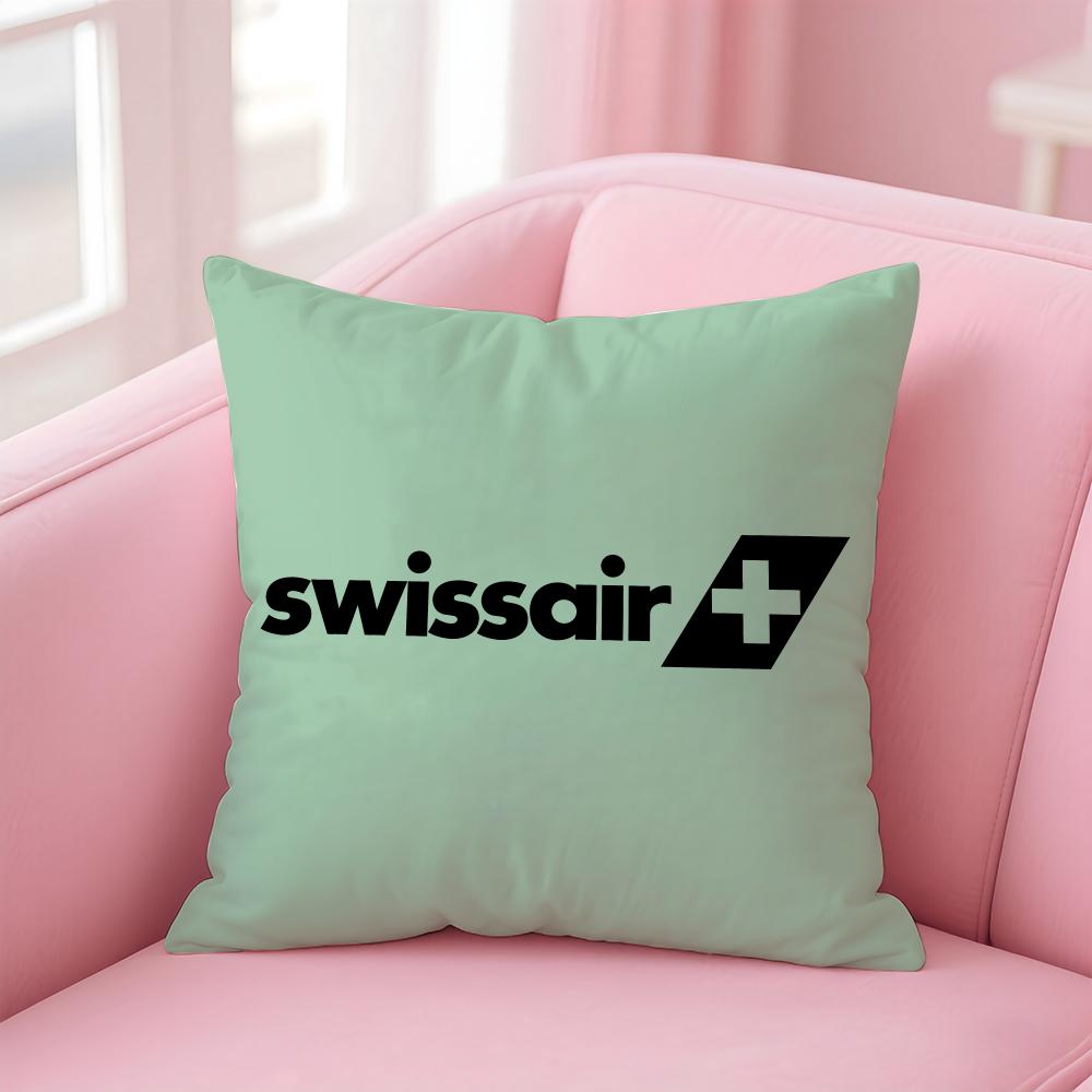Classic Swiss AirlineBrand SSwissair Cushion Cover Pillow Case Soft Skin Friendly Fabric Concealed Zipper