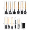Cooking Non-stick Pan with Storage Bucket Silicone Kitchen Utensils Set Silicone Spatula Spoon 12-piece Set Wooden Handle Kitchen Utensils Set Cooking