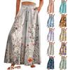 Женские брюки-палаццо с цветочным принтом в стиле бохо, широкие брюки, летние пляжные струящиеся брюки с высокой талией и карманами
