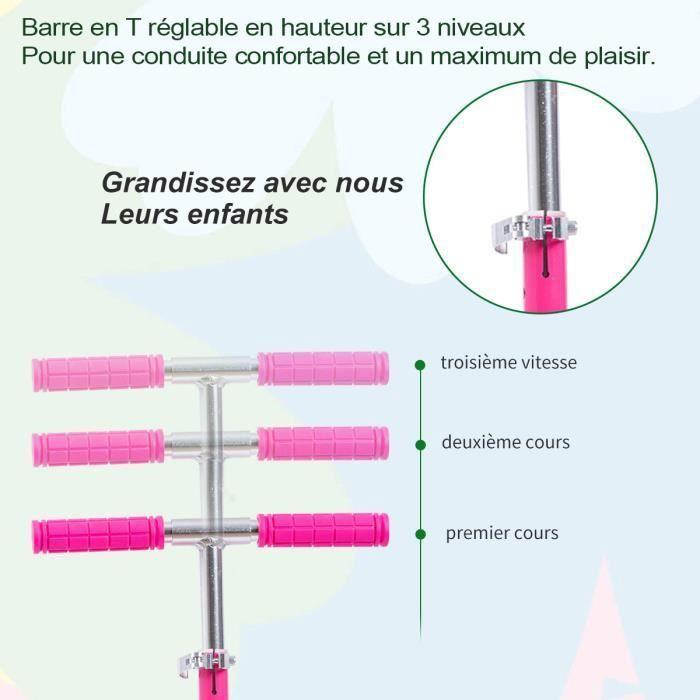 FOXSPORT Trottinette pliante pour enfants avec roues LED, 3 hauteur guidon réglable, trottinette pour enfants avec frein-violet