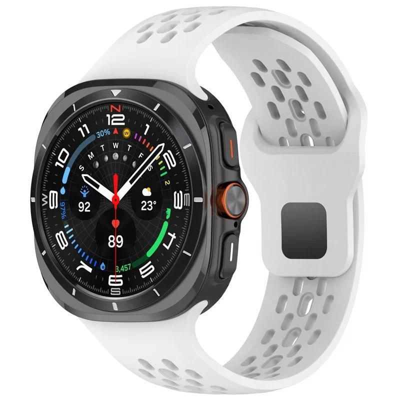 Спортивный силиконовый ремешок для Samsung Galaxy Watch 8 Ultra 47 мм, дышащий, удобный, прочный, для Samsung Watch 7 Ultra Correa
