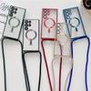 Прозрачное мягкое покрытие, ремешок через плечо, ожерелье, магнитный чехол для зарядки для Samsung S23 24 Ultra S22 S21 FE, мягкий чехол для iphone 15 14 13 12 11 Pro Max