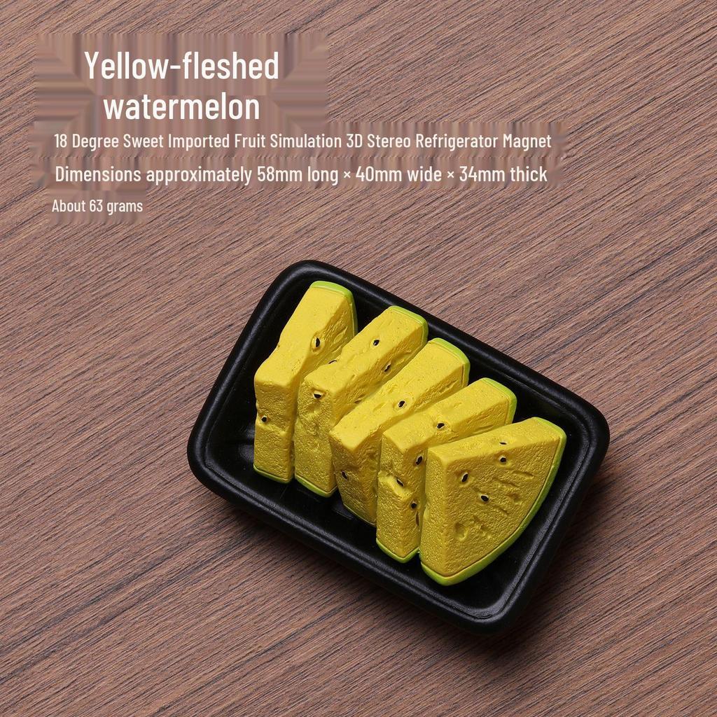 3D Fruit Magnet: Watermelon, Cherry, Strawberry Cat Design