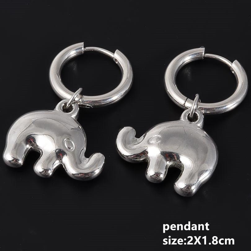 Pendientes Fashion Ear Jewelry Stainless Steel Horse Dog Bone Marine Animals Dangle Hoops Earrings For Women Men Round Piercing
