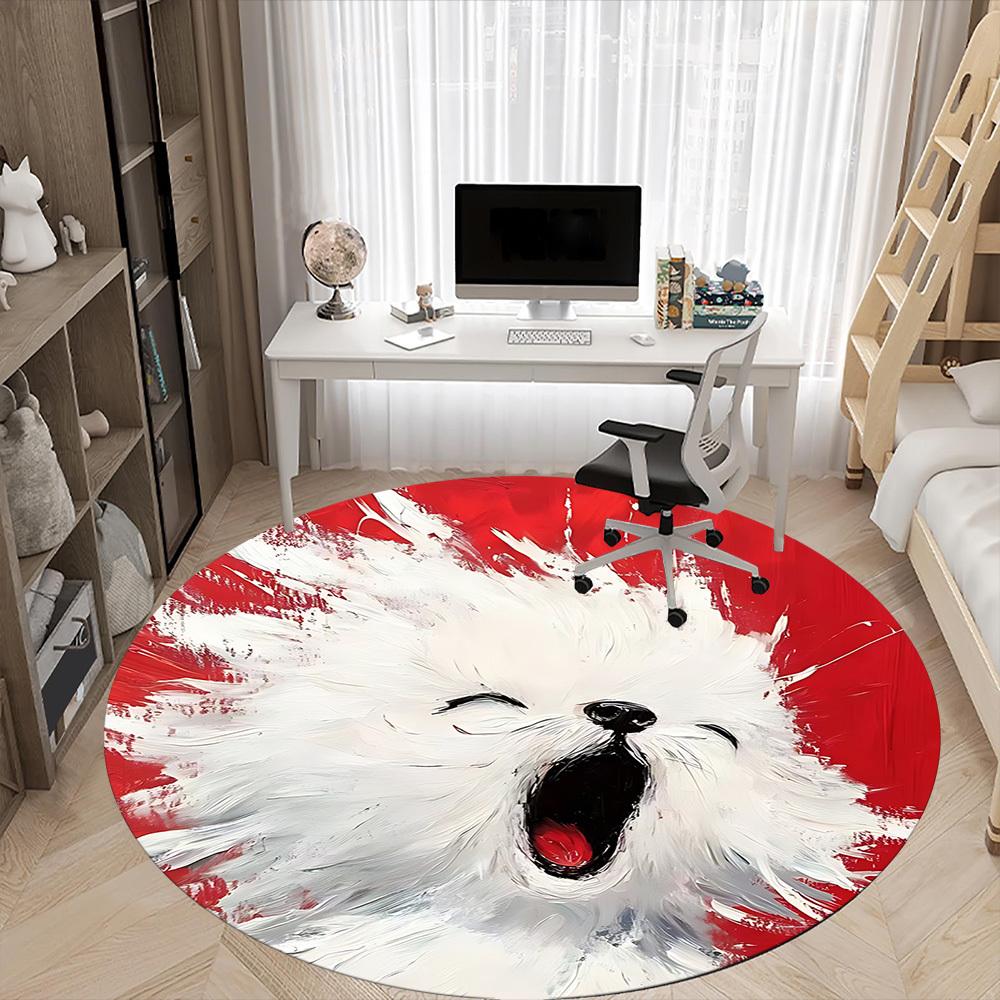 1PC Puppy Love Office Round Area Rug, Mat Suitable ForOffice, Under Office Chairs Bedroom Living Room Home Decor, Room Deco