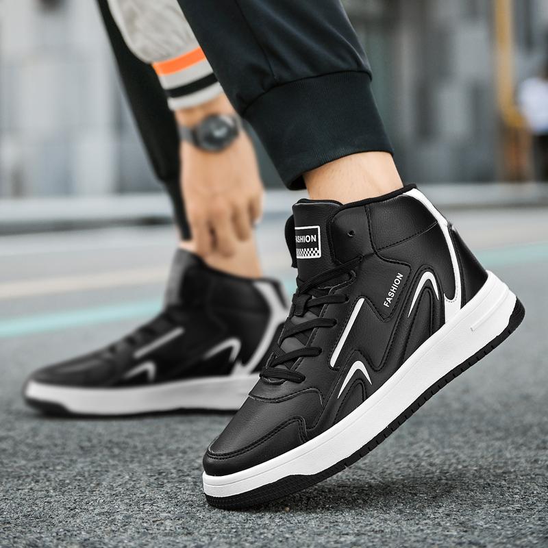 36-48 осенне-зимние кожаные мужские повседневные туфли с лапшой из овчины, женская спортивная обувь большого размера с высоким берцем