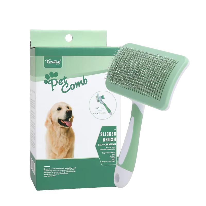 Curved Needle Design Anti Scratch Pet Slicker Brush Asy Clean Deshedding Tool Ergonomic cat Brush for Long Hair Pets