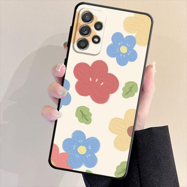 Мягкий чехол-бампер из ТПУ для Samsung Galaxy A53 A23 A71 A31 A51 A22 A13 A32 A21s A72 A33 A52 A14 A73 A52s A11 A12 A91 с цветочным принтом