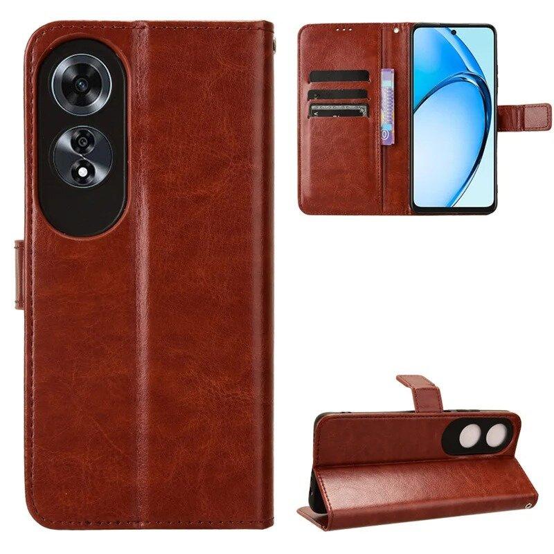 Flip Case for Oppo A60, Crazy Horse Wallet, Brown