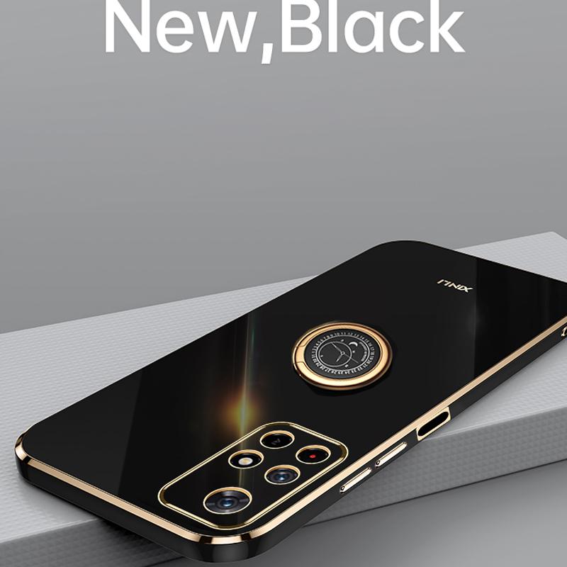 Luxury Plating Ring Holder Soft Silicone Case For Xiaomi Redmi Note 11 Pro 10 10T 10S 9S 9 8 7 9T 9A Poco M3 X3 NFC F3 GT Lens Protection Stand Cover