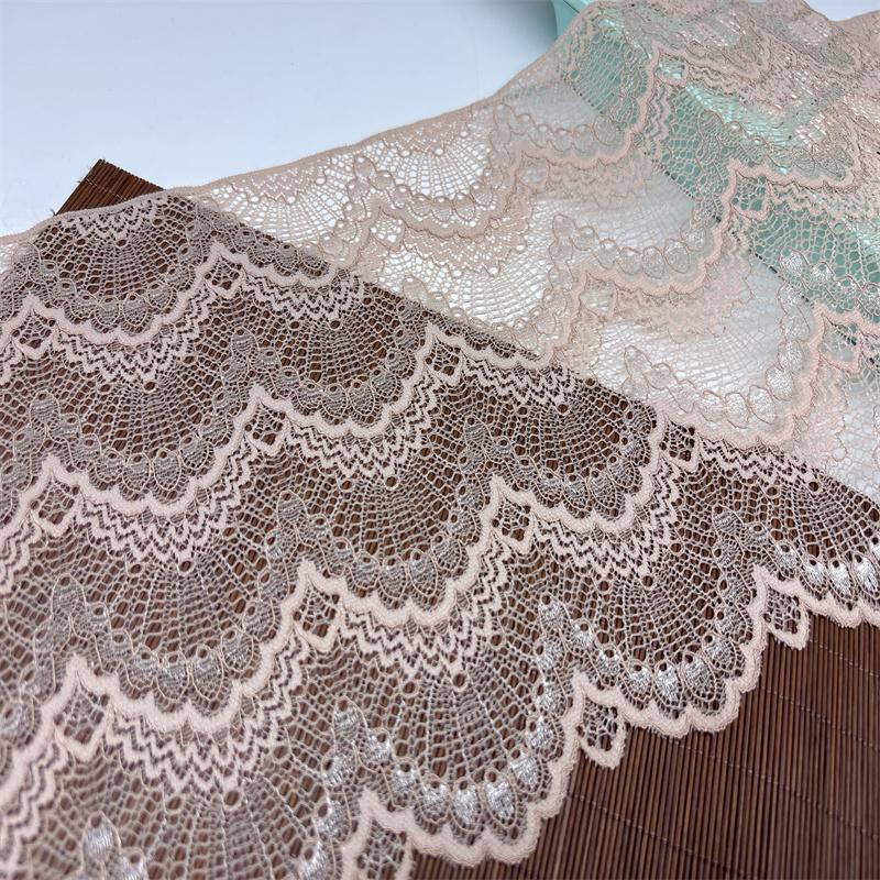 Beige Stretch Lace, 22.5cm wide Elastic Elastane Lace Trim for Lingerie, Bra, Underwear, Dress, Garment, Sewing & Crafting