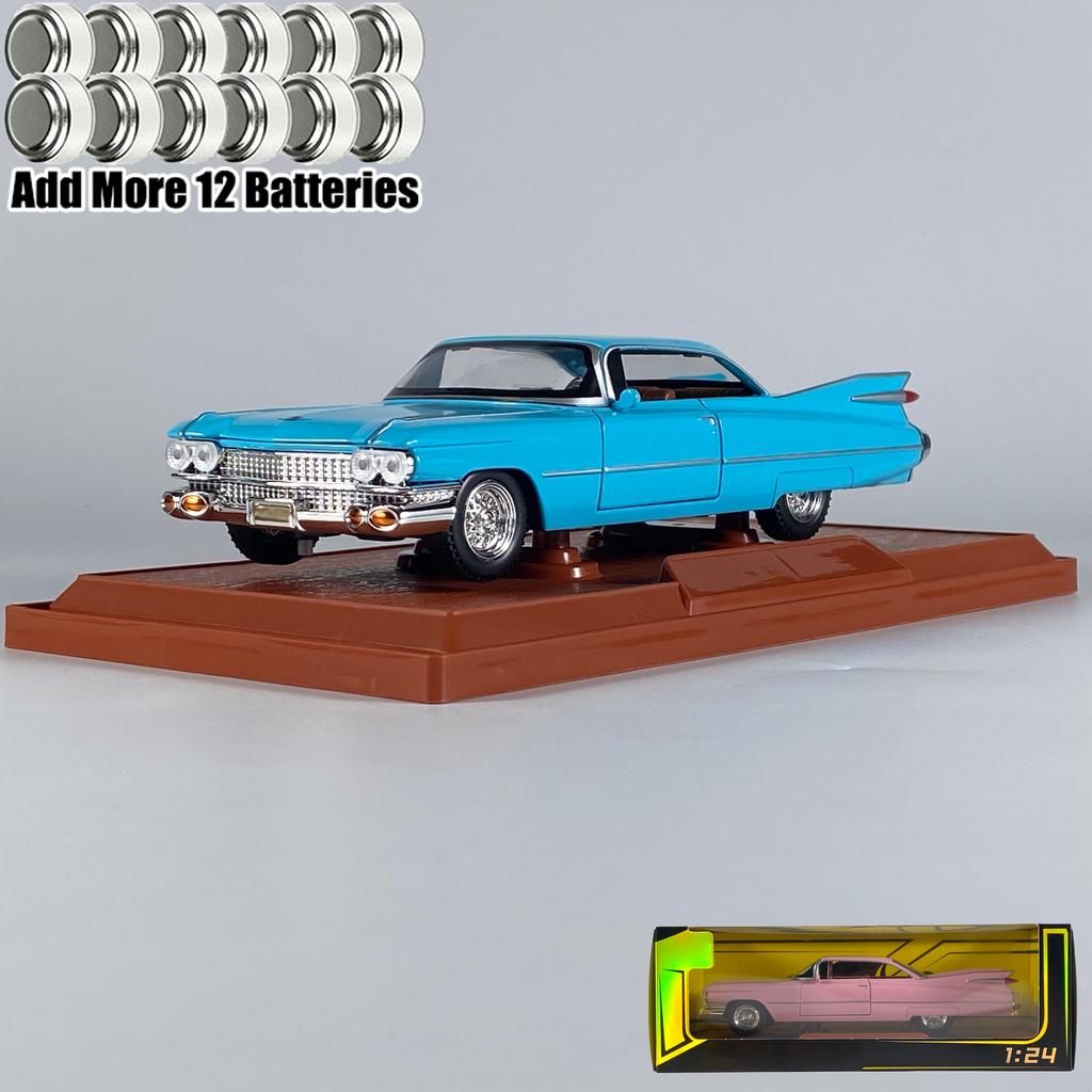 1:24 Металлические Модели Машин и Транспортных Средств, Совместимые с 1959 Cadillac De Ville Big Rocket, Настольный Дисплей, Симуляция, Миниатюры