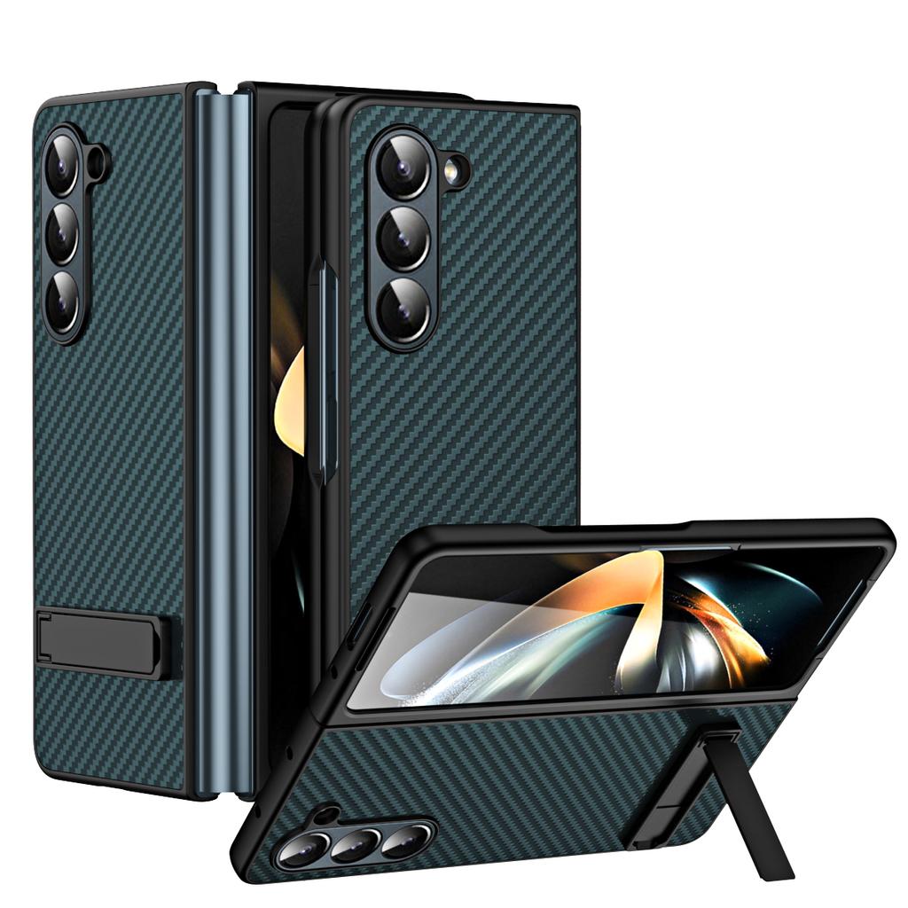 Чехол для телефона с подставкой из углеродного волокна для Samsung Galaxy Z Fold 5 4 3 Fold5 Fold4 Fold3 5G противоударный защитный твердый чехол