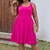 Весна Лето Плюс Размер Женская Одежда Свободные Однотонные Без Рукавов Средней Длины Повседневные Платья
