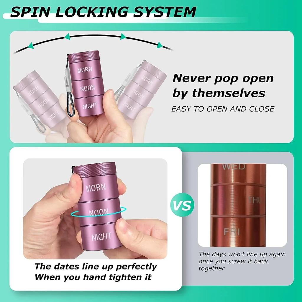 Аптечка из алюминиевого сплава, металлический органайзер для таблеток, штабелируемая водонепроницаемая коробка для таблеток для путешествий, большой отсек для хранения витаминных капсул