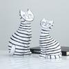 Modern Simple European Style Light Luxury Black and White Striped Resin Cat Ornaments Model House Sales Office Soft Decorations