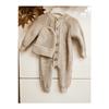 Buttoned Beige Thessaloniki Knitted Knitted Baby Jumpsuit With Hat