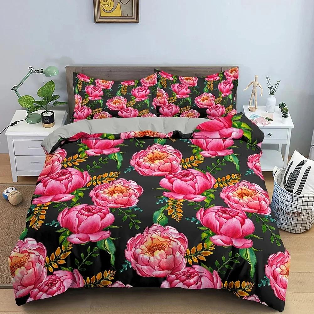 Rose Flower Comfortable Duvet Quilt Cover Pillowcase Bedding Set Children Bedroom Decoration Home Textile