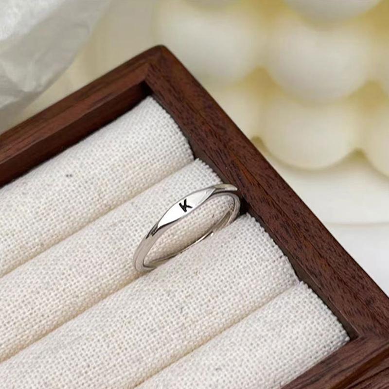 Серебряное Корейское 26 Букв A-Z Открытое Кольцо Мужчины и Женщины Кольцо Подарок для Пары Украшения