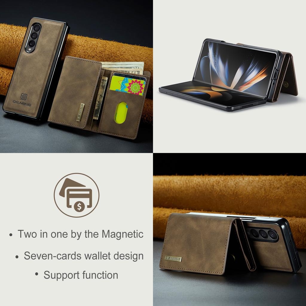 Модный роскошный кожаный чехол для мобильного телефона Samsung Galaxy Z Fold 4 5g Fold4 Fold3 Fold с 3 карманами для карт, функциональные чехлы-кошельки