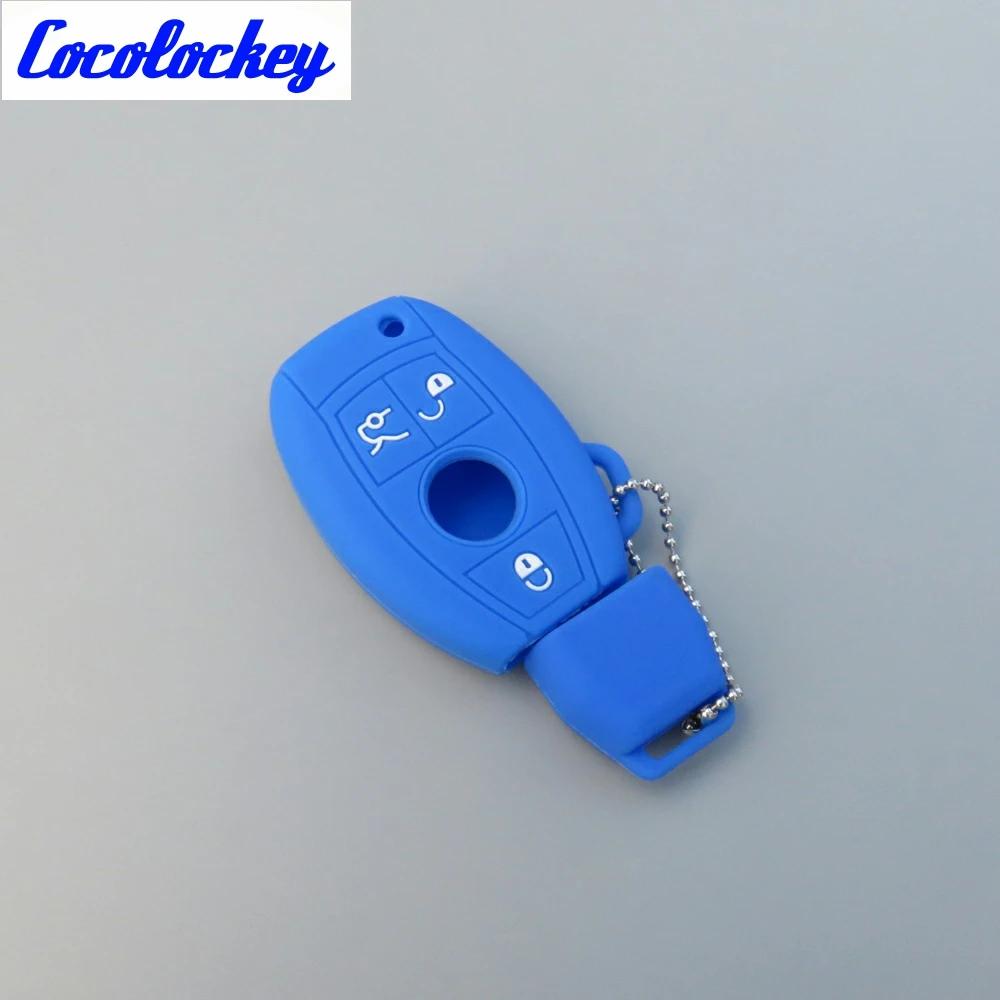 Силиконовый чехол для ключа автомобиля Cocolockey Резиновый держатель для брелока Подходит для Mb W203 W211 Clk C180 E200 Amg C E S C Защитный чехол 3 кнопки