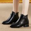 2024 Plus Size Women's Shoes Ankle Women's Boots Retro Modern Boots Women Bow Tie Pointed Toe Side Zip Low Heel Shoes Women