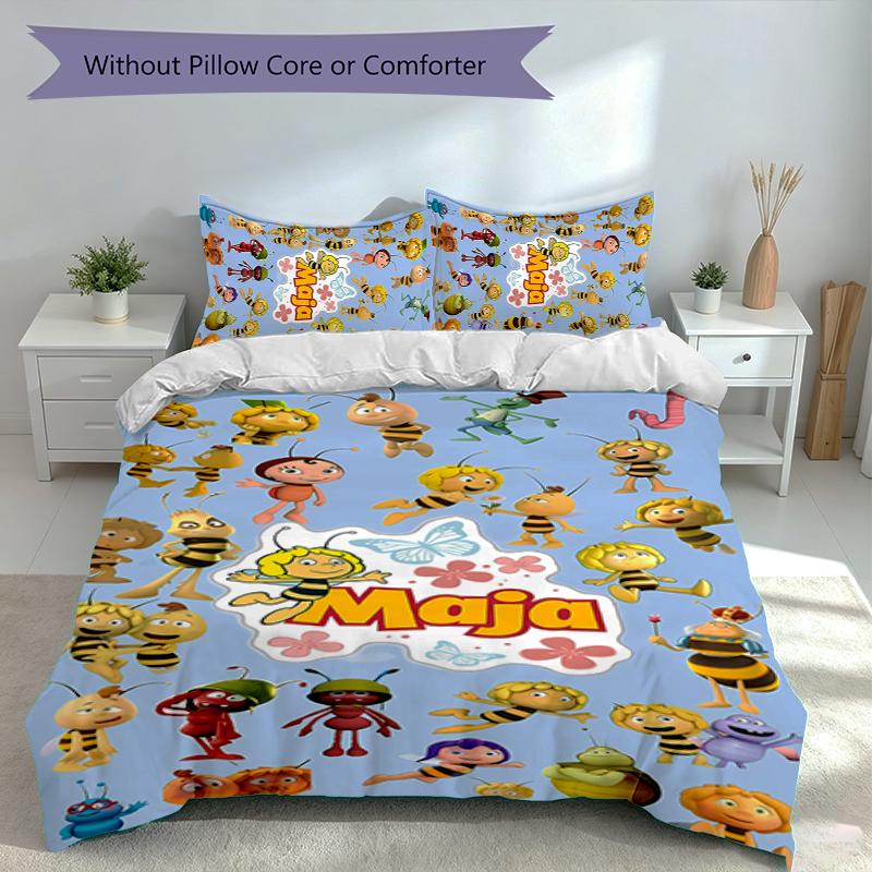 3pcs Maya the bee Duvet Cover Set, Includes 1 Duvet Cover and 2 Pillowcases,Skin-Friendly&Comfortable Fabric,Suitable Bedding Sets