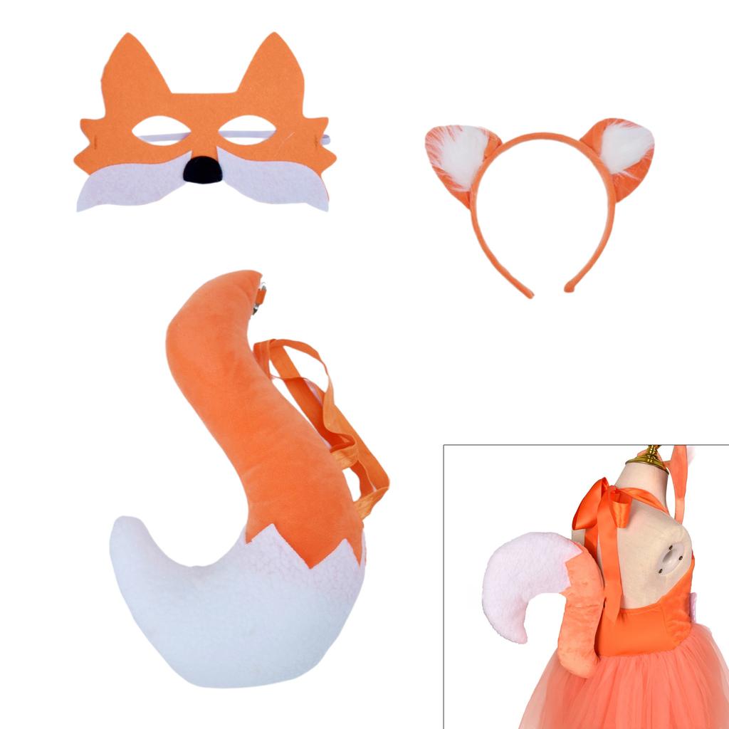Long Fox Tail Fox Ears Headband Fox Tail and Ears Set Furry Fox Tail Fox Ear Headband Hair Hoop Faux Fur Fox Tail Kits