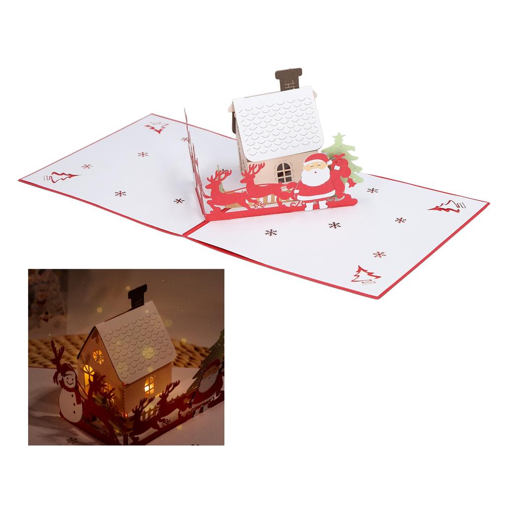 3D рождественские открытки Play Music Cute House Изысканная работа Рождественские всплывающие открытки с конвертом f