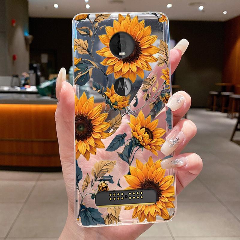 Для Motorola Moto Z4 Play Мягкий Силиконовый TPU Прозрачный Чехол Элегантный Расписной Корпус Полевой Цветок Защита от Царапин Чехол Для Moto Z4 Play