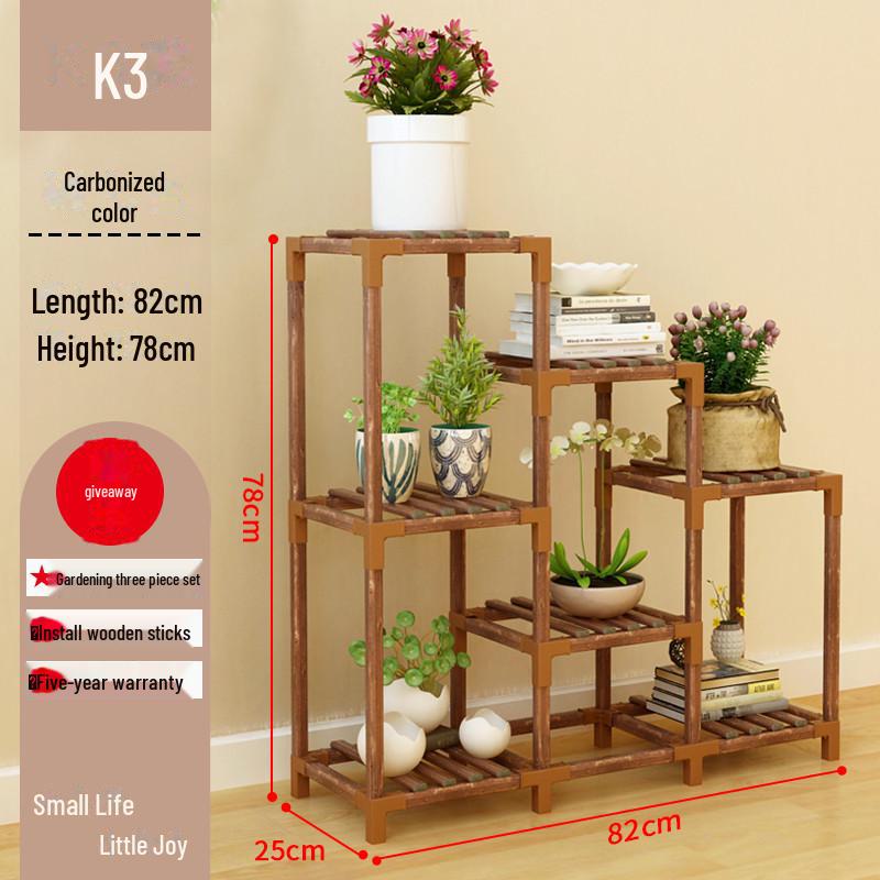 Multi-layer Solid Wood Succulent Flower Stand for Indoor Balcony or Living Room