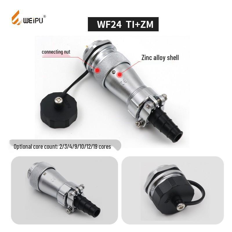 Weipu WF24 Aviation Plug 2-4 Pin Male & Female Waterproof Connector with Rear Nut Base