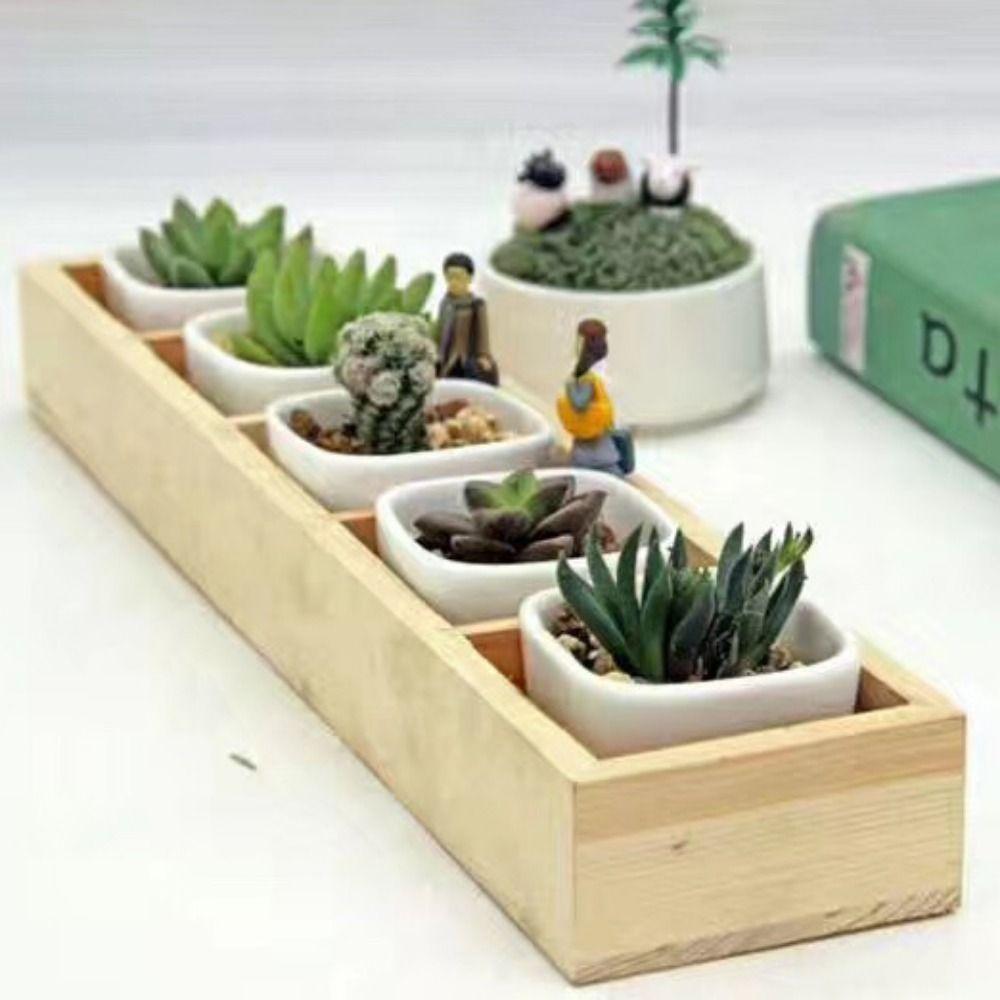 Multifunctional Succulent Flowerpot Tray Multi-grids Desktop Sundries Organizer Storage Box