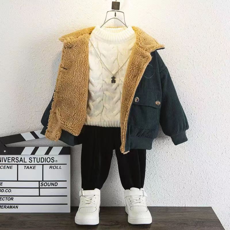 Baby Girls Boys Winter Lapel Coat Cloak Thick Warm Outerwear Clothes Baby Toddler Baby Kids Corduroy Jacket Clothing
