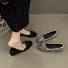 Summer Square Toe Shallow Toe Flat Heel Sequined Women's Bean Shoes