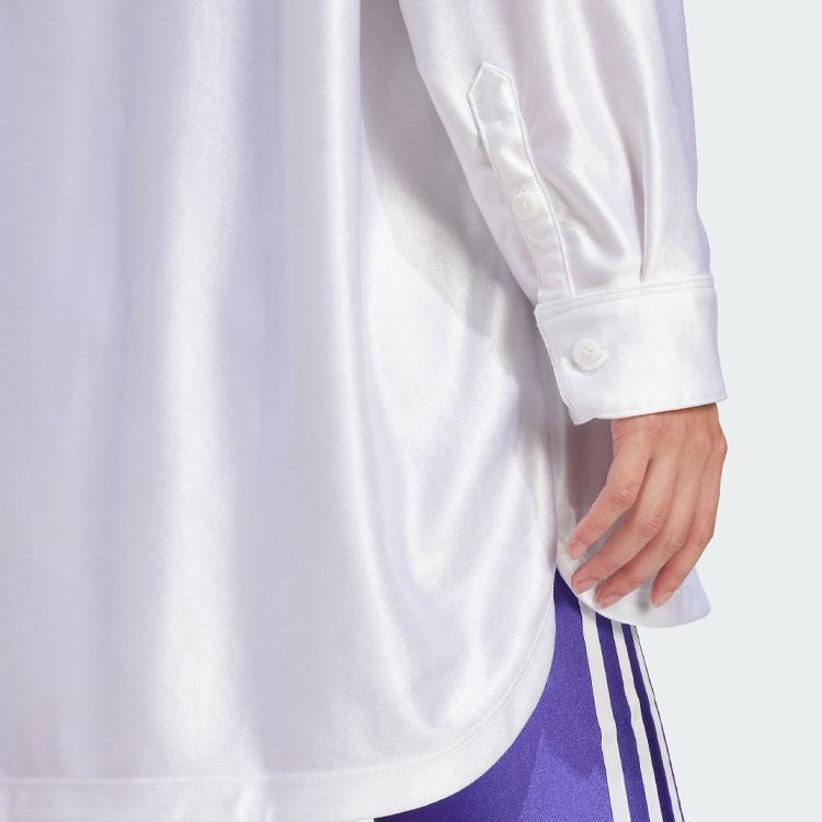 Adidas Originals Oversized Satin Sports Shirt Women Tops White IS4591