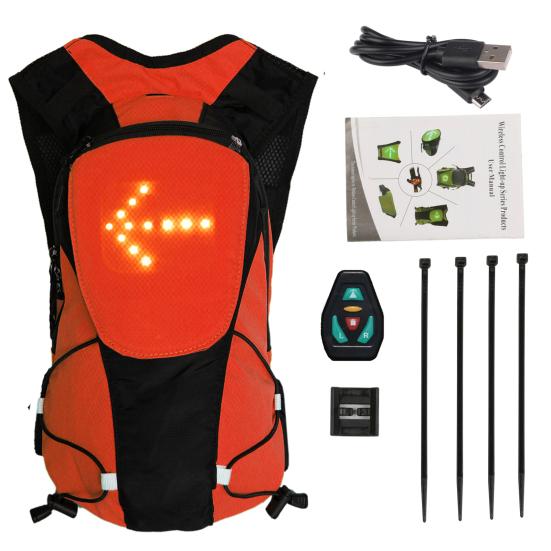 5л рюкзак для велоспорта, светящийся светодиодный указатель поворота, светоотражающая безопасная ночная езда, бег, кемпинг, USB аккумуляторная уличная водонепроницаемая сумка