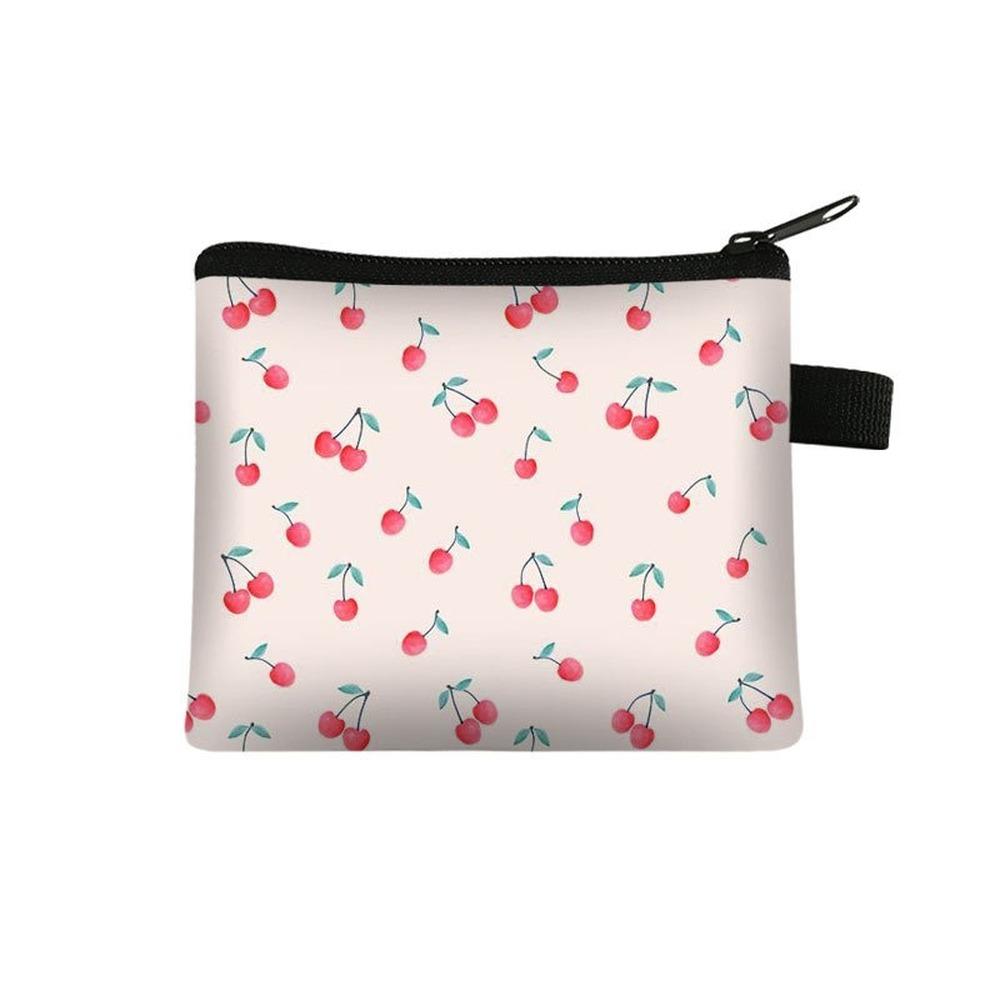 Canvas Coin Purse Floral Plaid Print Zipper Pouch Small Wallet Children Female Key Card Holder Mini Money Bag