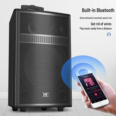 Портативная Bluetooth KTV колонка-тележка Suoai 8 дюймов с двумя микрофонами, штекер CN (адаптер в комплекте)