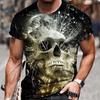 Летняя повседневная футболка с 3D-принтом черепа, с круглым вырезом, для молодежи
