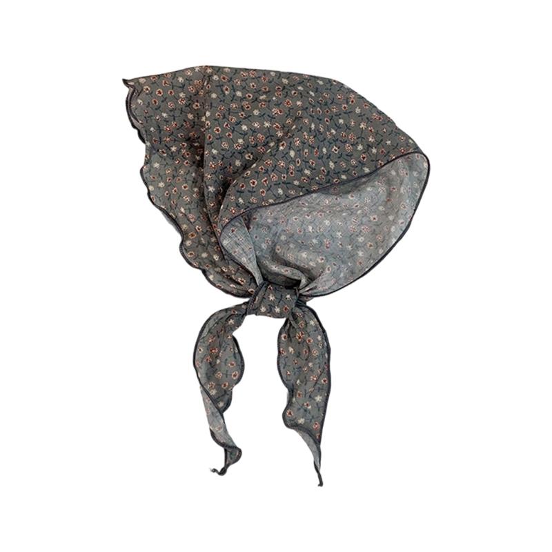 Stylish Flower Pattern Triangular Scarf Breathable Bandana Head Scarf for Women Vacation Wear Photography Accessories