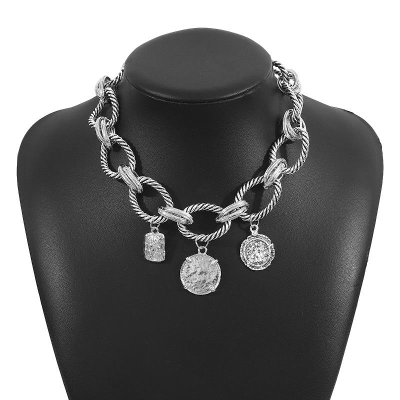 Европейский и американский преувеличенный темперамент популярное ожерелье-цепочка твист ZA та же монета сплав кулон ключичная цепочка
