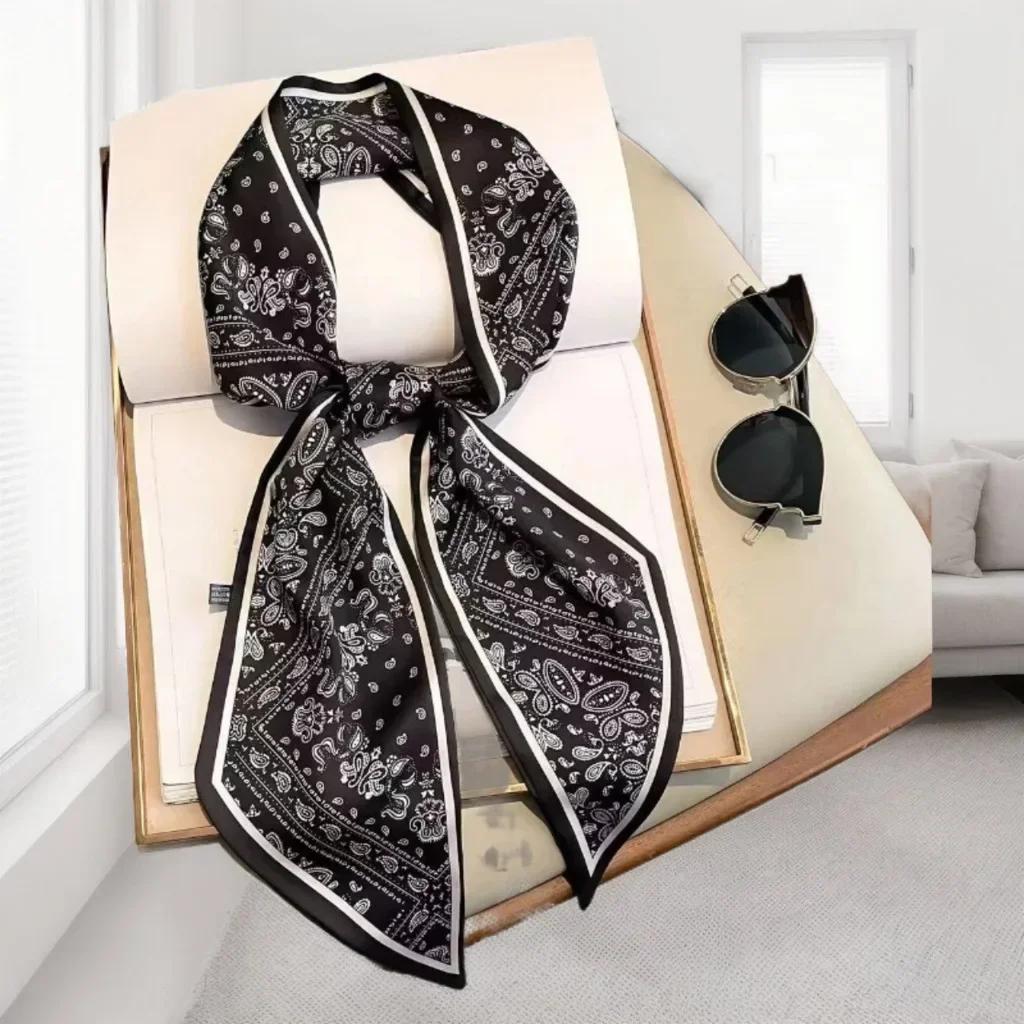 Luxury Design Zebra In Flowers Women Scarf Luxury Silk Scarf Fashion Hair Headband Foulard Skinny Bag Scarves Neckerchief Lady