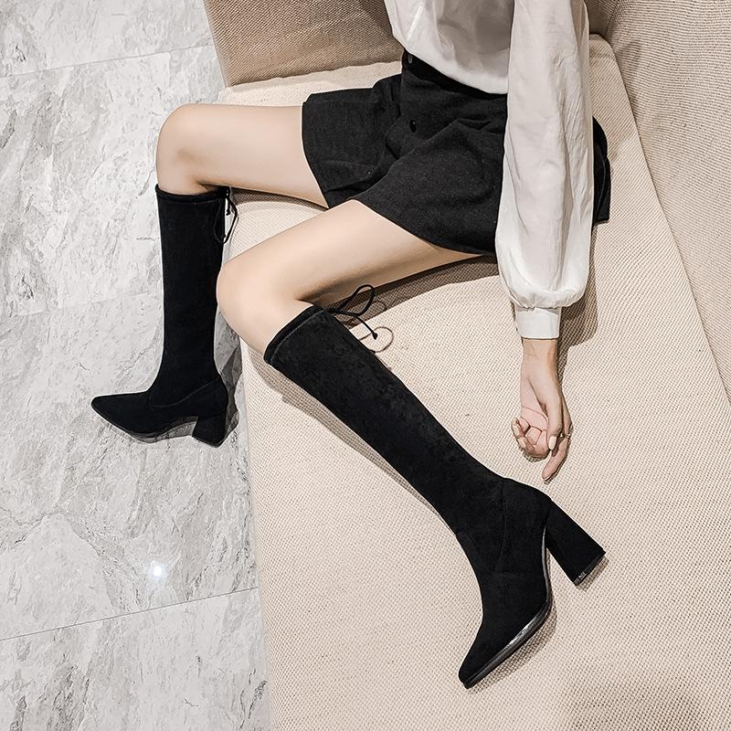 But Knee Boots Children Pointed High Tube New Autumn and Winter Thick Heel High Heel Small Man But Knee Boots