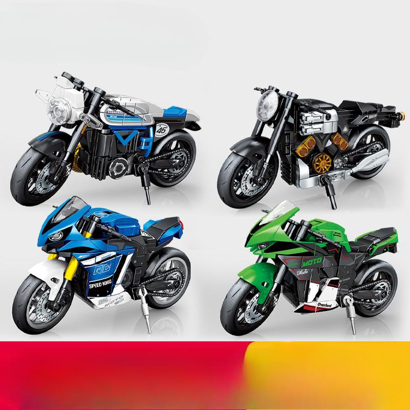 Building Block Motorcycle Model Compatible with Boy Puzzle Building Block Toy Tabletop Decoration Gift